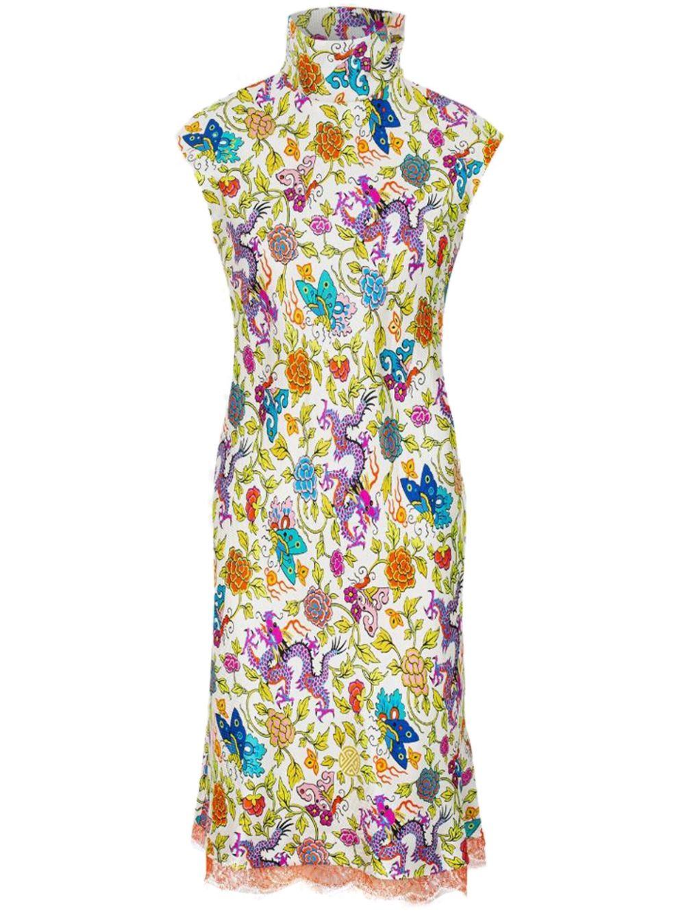 Shanghai Tang silk floral-print dress - White von Shanghai Tang