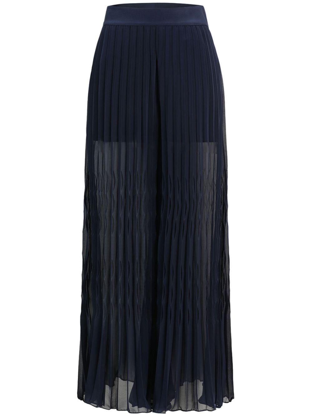 Shanghai Tang smocked-panelling plissé maxi skirt - Blue von Shanghai Tang