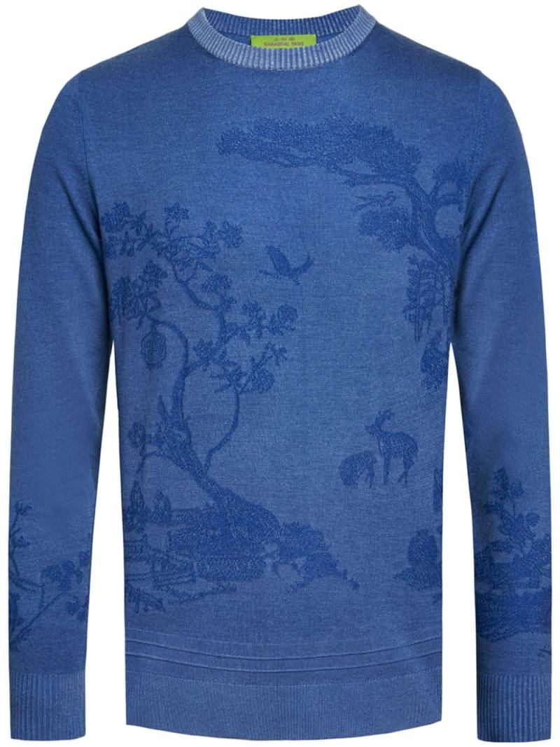 Shanghai Tang spray-effect jacquard jumper - Blue von Shanghai Tang