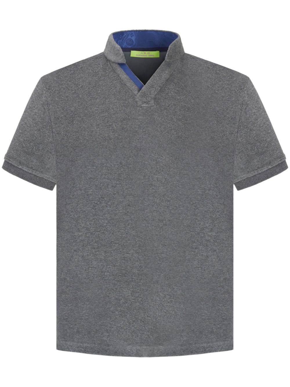 Shanghai Tang stand-up collar V-neck polo shirt - Grey von Shanghai Tang