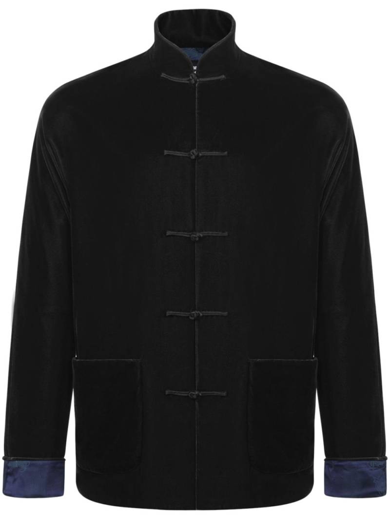 Shanghai Tang velvet dragon-jacquard silk-lining jacket - Black von Shanghai Tang