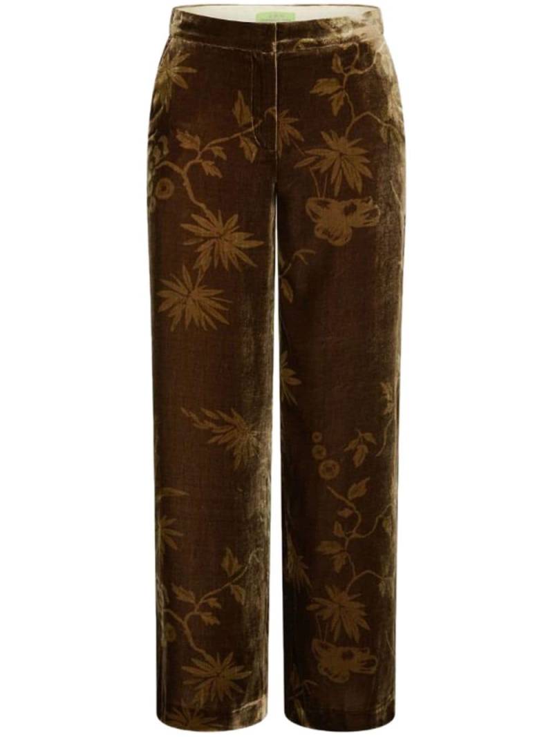 Shanghai Tang velvet-finish flared trousers - Brown von Shanghai Tang