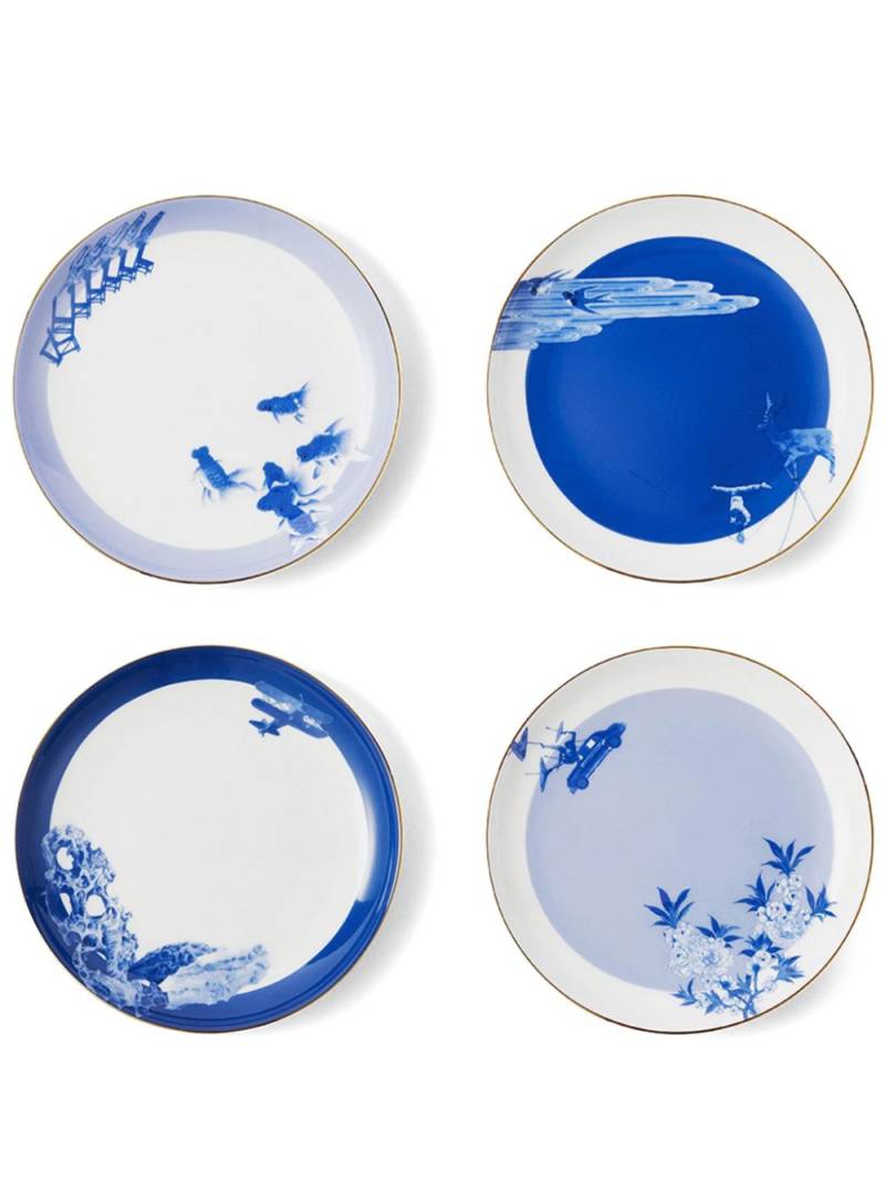 Shanghai Tang x Jacky Tsai four-piece dessert plate set - Blue von Shanghai Tang