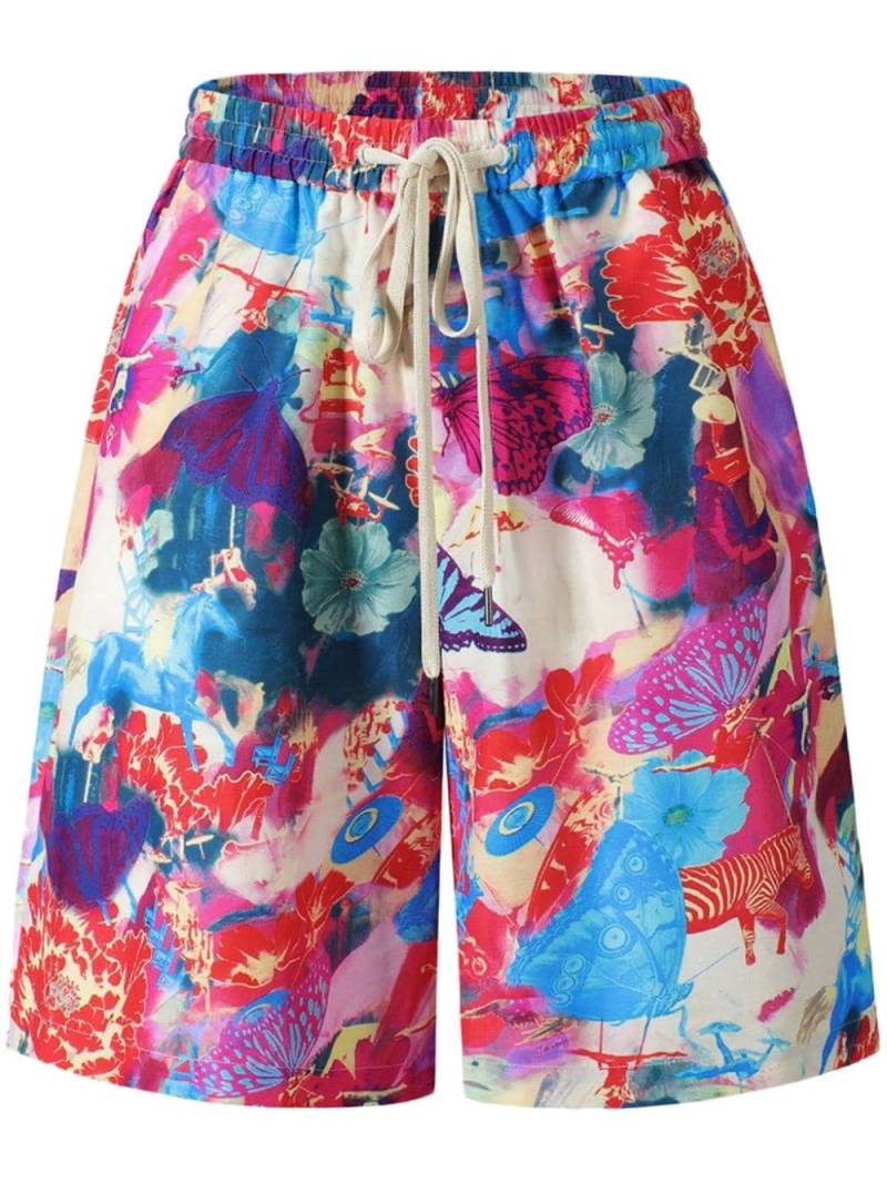 Shanghai Tang x Jacky Tsai graphic-print track shorts - Blue von Shanghai Tang