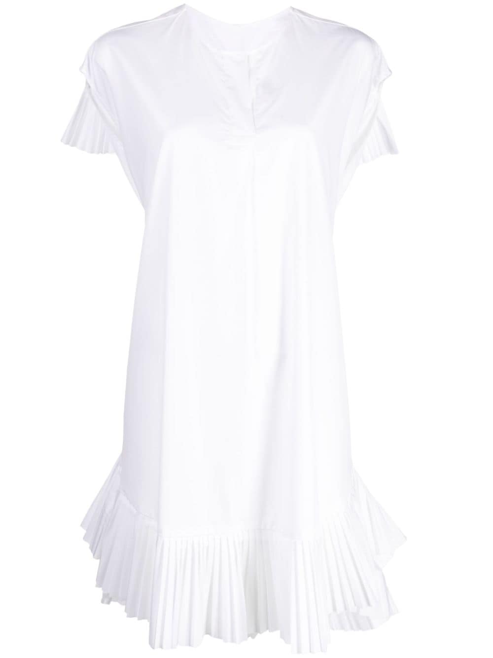 Shanshan Ruan V-neck ruffled cotton dress - White von Shanshan Ruan