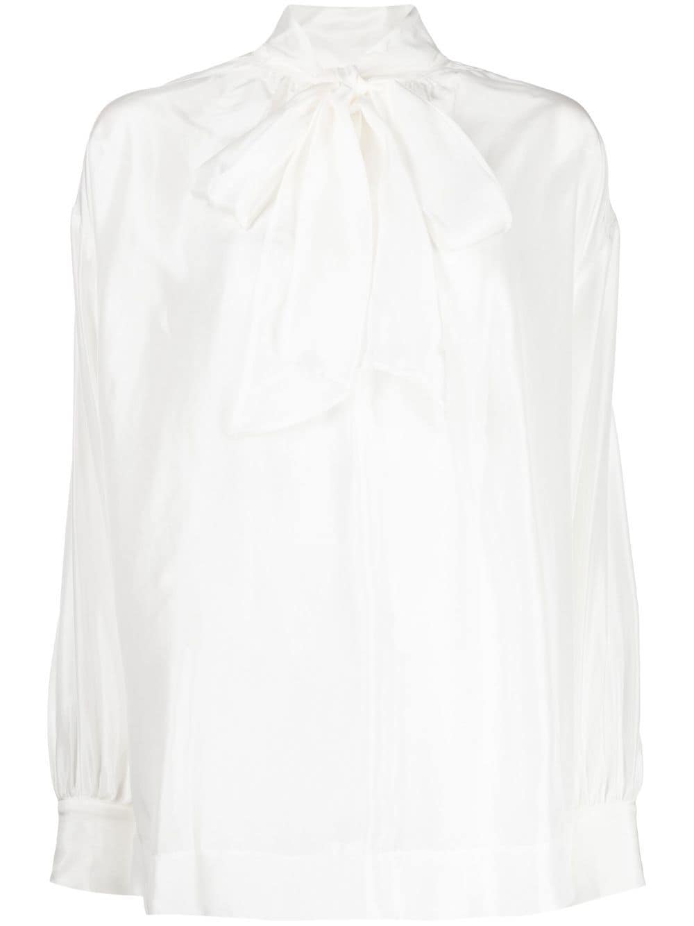 Shanshan Ruan neck-tie blouse - White von Shanshan Ruan