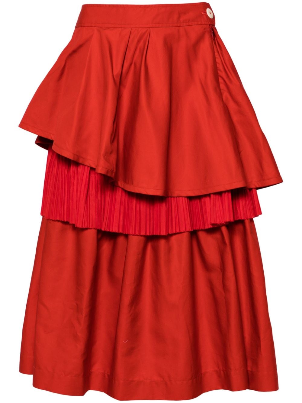 Shanshan Ruan tulle-overlay ruffled skirt - Red von Shanshan Ruan