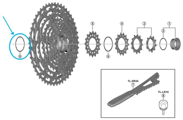 Shimano Spacer zu XTR Cs-M9100 Ersatzteile von Shimano