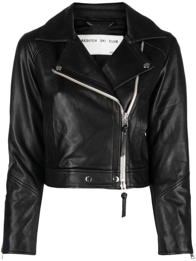 Shoreditch Ski Club Vyner cropped biker jacket - Black von Shoreditch Ski Club