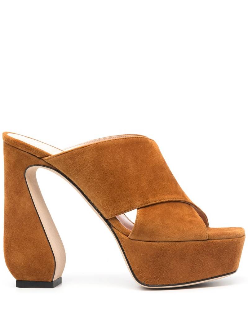 Si Rossi criss-cross platform suede sandals - Brown von Si Rossi