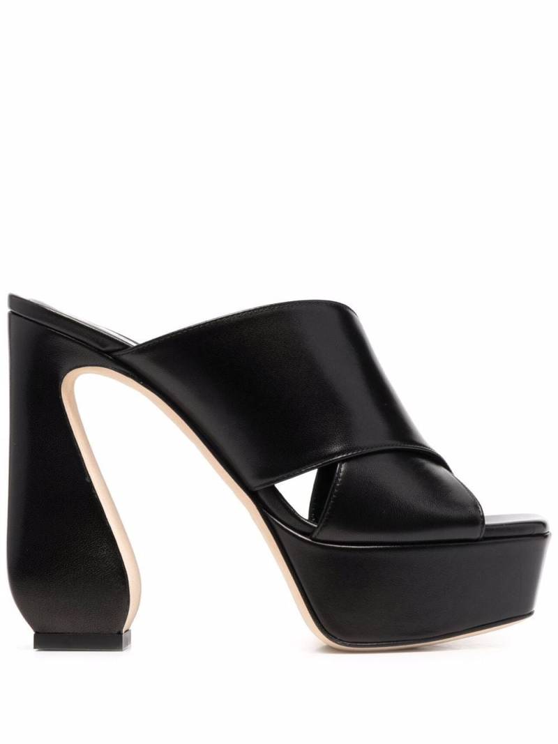 Si Rossi 90mm platform leather mules - Black von Si Rossi