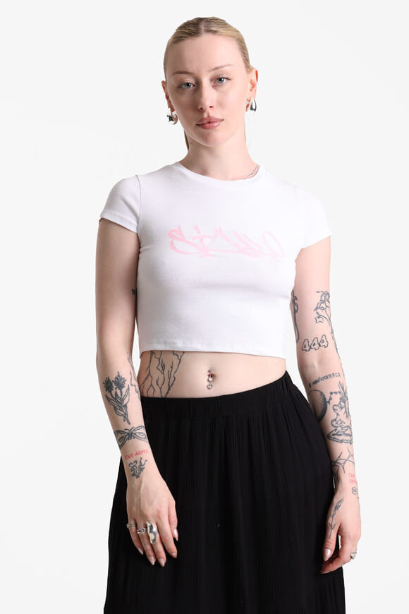 Sicko Crop T-Shirt | Weiss + Rosa | Damen  | XS von Sicko