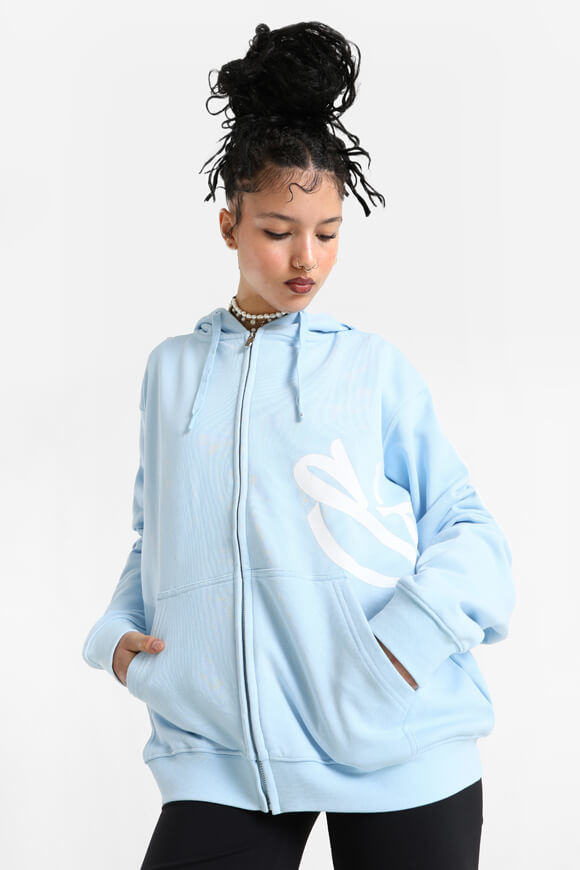 Sicko Oversize Kapuzensweatjacke | Hellblau + Weiss | Damen  | L von Sicko