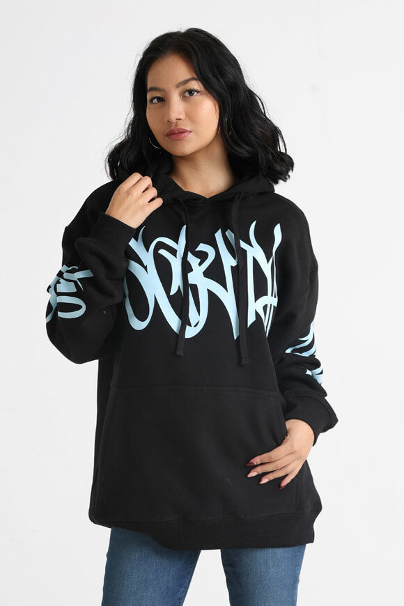 Sicko Oversize Kapuzensweatshirt | Schwarz + Hellblau | Damen | S Sicko Oversize Kapuzensweatshirt | Schwarz + Hellblau | Damen | S von Sicko