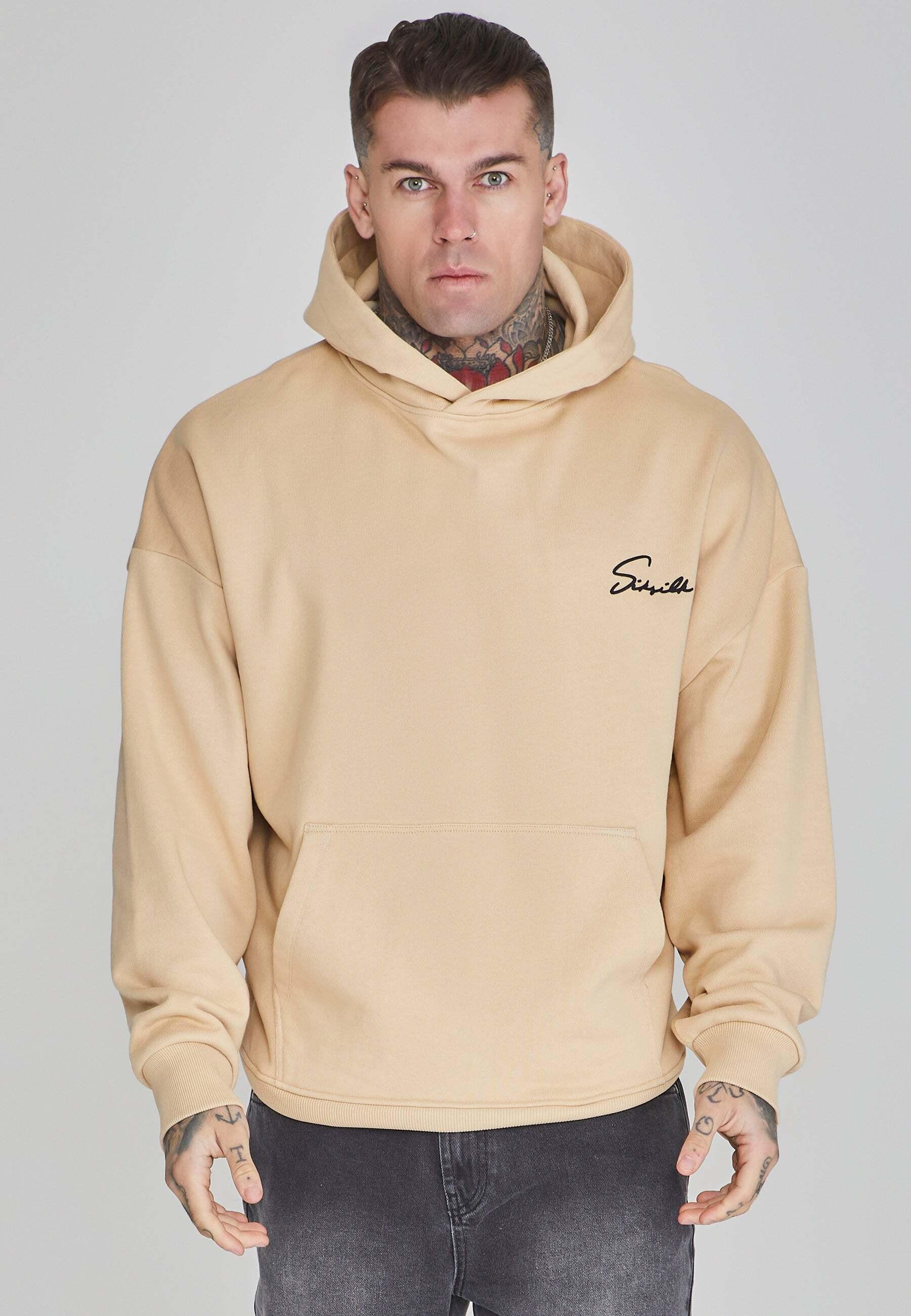 Sik Silk - Hoodie Script Hoodie, für Herren, Beige, Größe L von Sik Silk