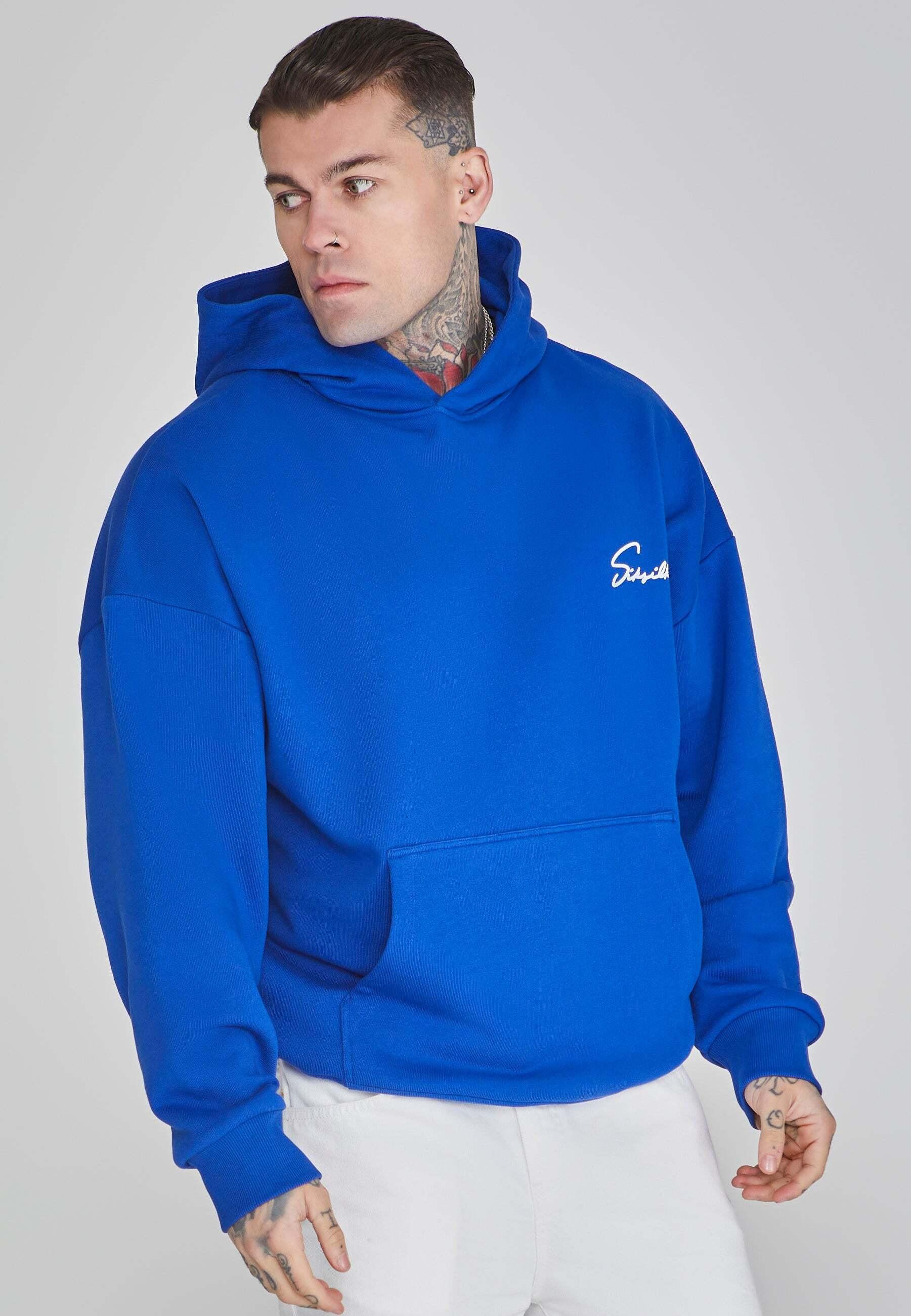 Hoodie Script Hoodie Herren Blau M von Sik Silk