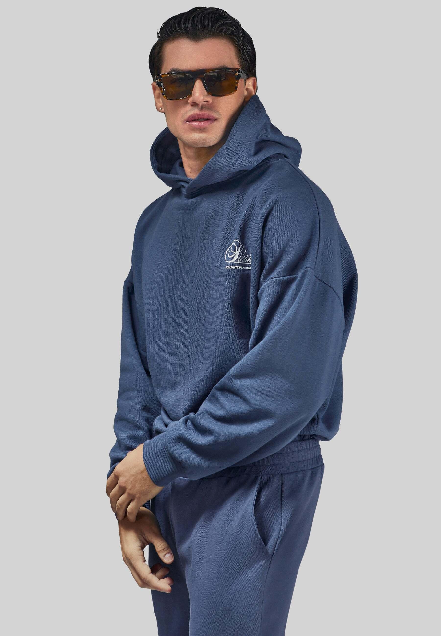 Kapuzenpullover Graphic Hoodie Herren Blau S von Sik Silk