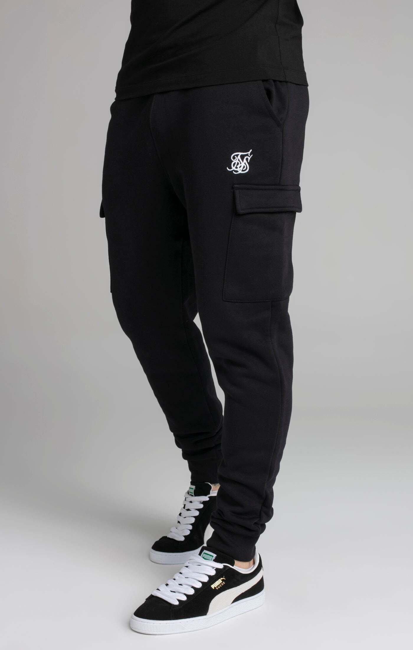 Sik Silk - Sweatpants Black Essential Cargo Jogger, für Herren, Schwarz, Größe S von Sik Silk