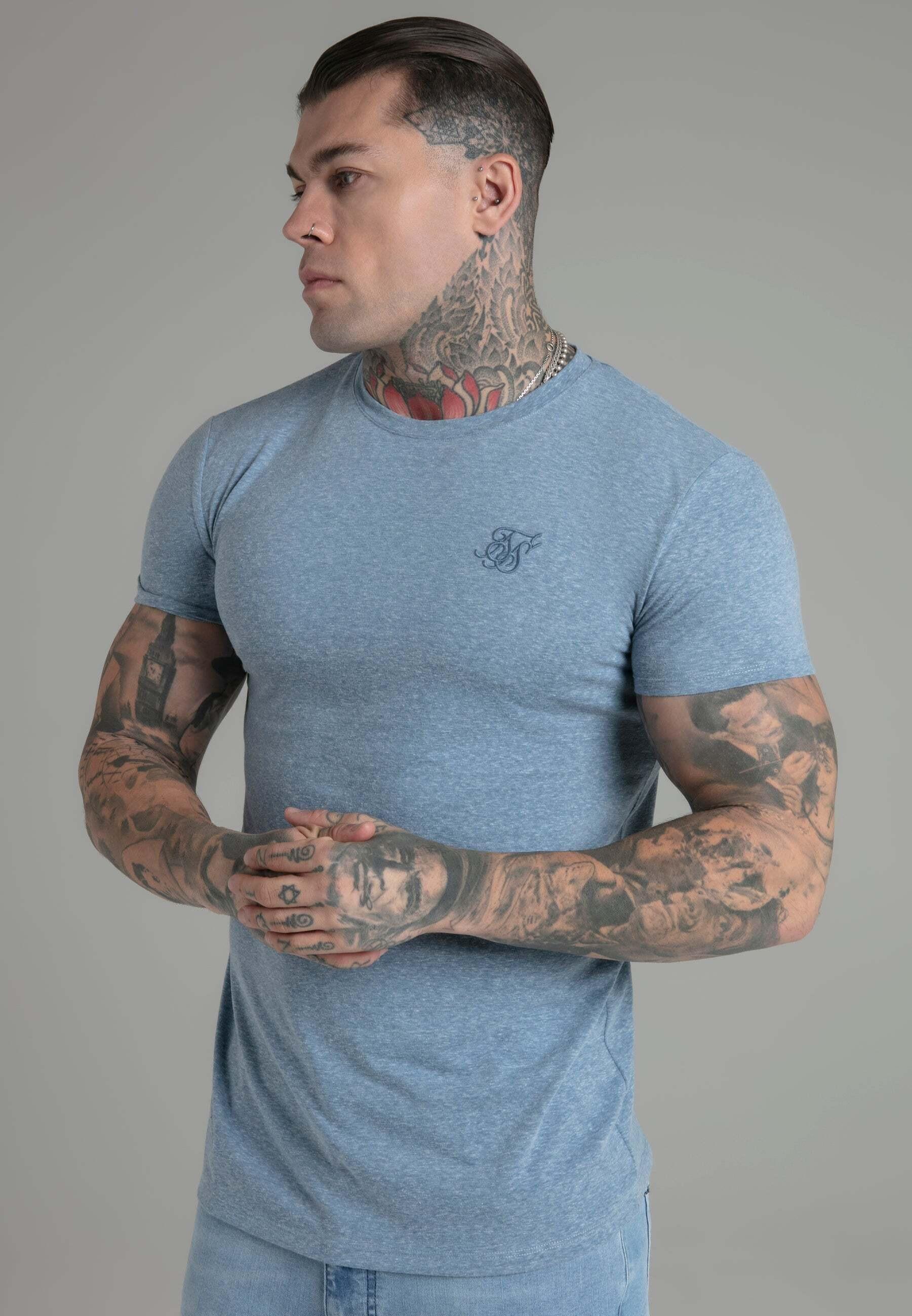 Sik Silk - T-Shirt Marl in Blue, für Herren, Blau, Größe M von Sik Silk