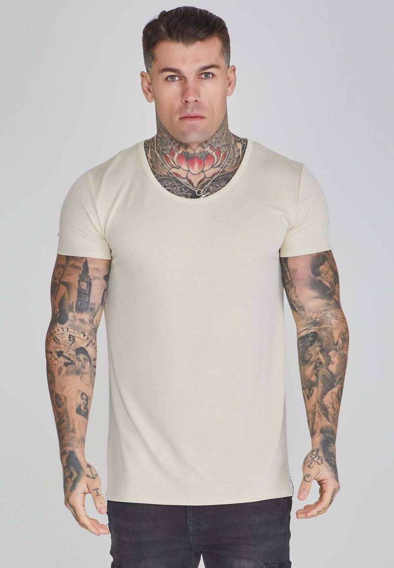 T-shirt Muscle Fit T-shirt In Ecru Herren Beige M von Sik Silk