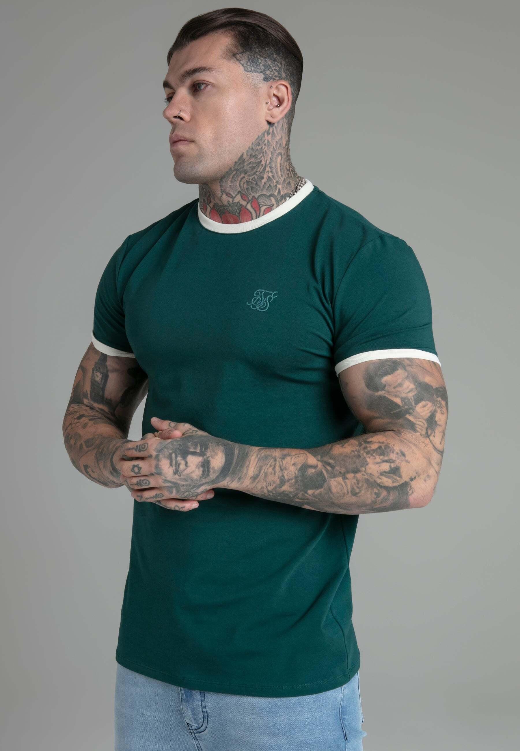 T-shirt Ringer T-shirt In Green Herren Grün XL von Sik Silk
