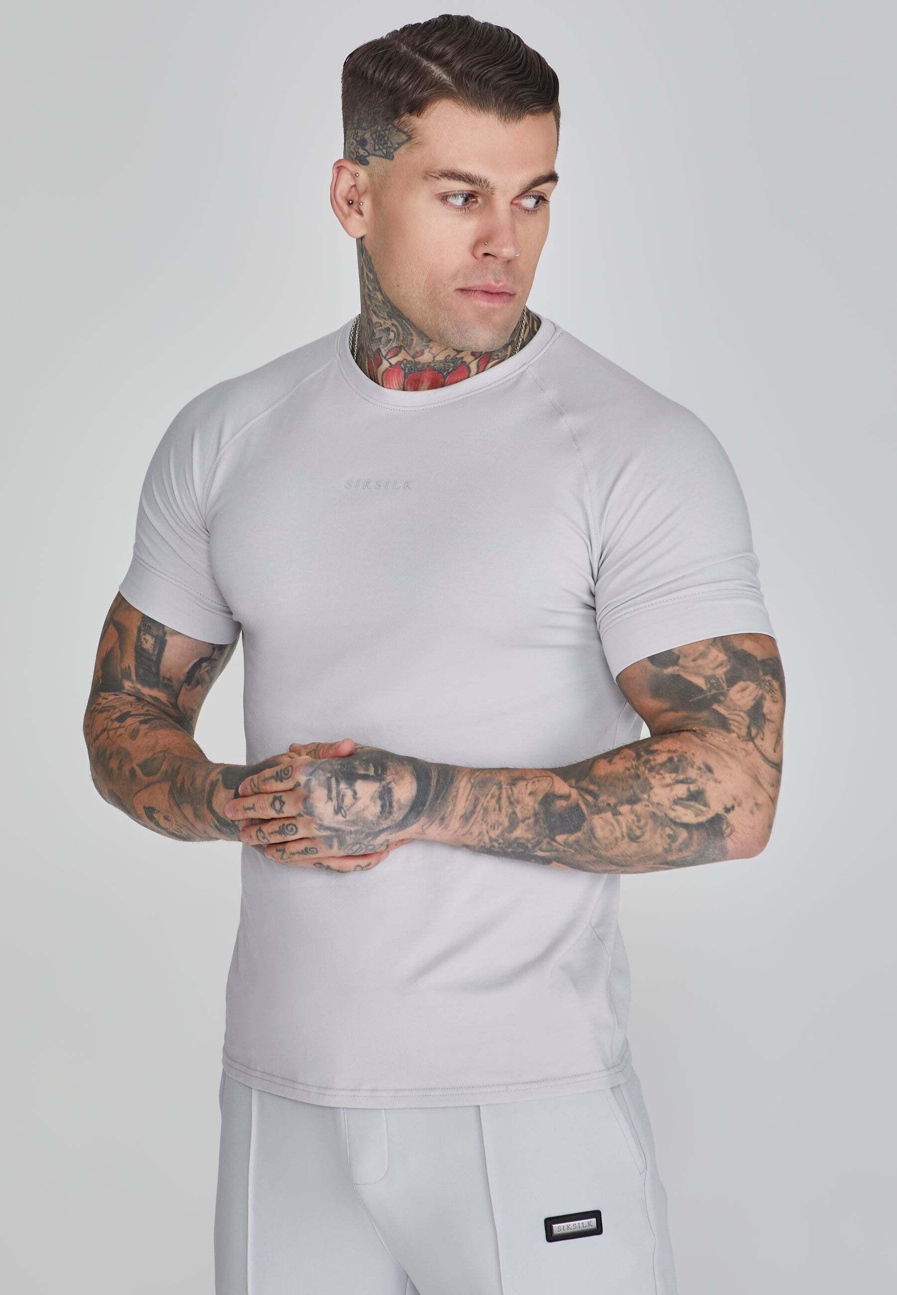 Sik Silk - T-Shirt Smart in Light Grey, für Herren, Taubengrau, Größe L von Sik Silk