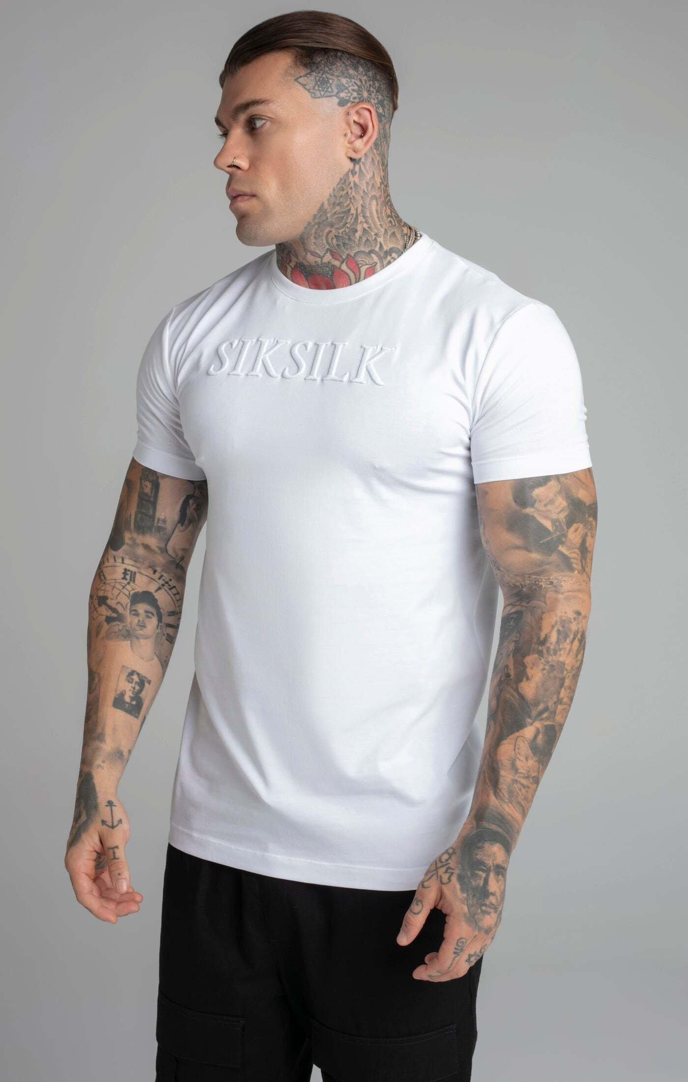 T-shirts Muscle Fit T-shirt Herren Weiss M von Sik Silk