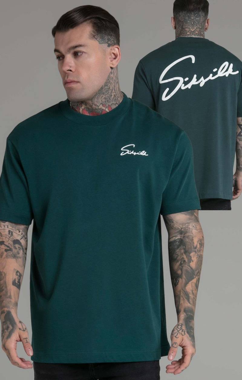 T-shirts Script T-shirt Herren Grün L von Sik Silk