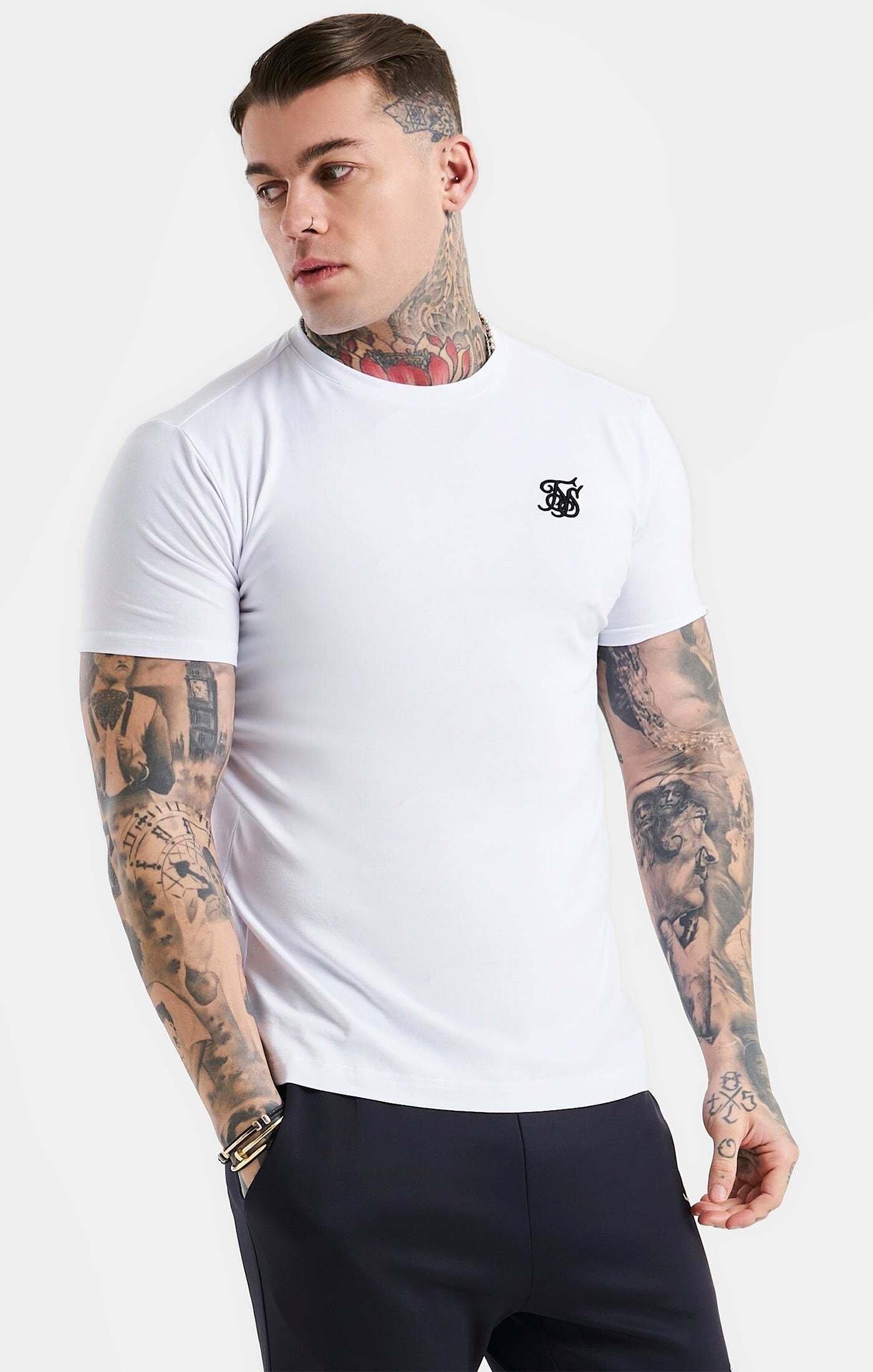 T-shirts White Essential Short Sleeve Muscle Fit T-shirt Herren Weiss XXL von Sik Silk
