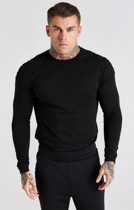 SikSilk Black Panel Muscle Fit Tanktop schwarz von SikSilk