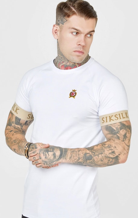 SikSilk Crest Elasticated Cuff T-Shirt weiss von SikSilk