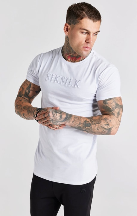 SikSilk Embroidered Gym T-Shirt T-Shirt weiss von SikSilk