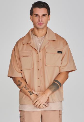 SikSilk Kurzarmhemd Flight Utility Shirt - braun (Grösse: M) von SikSilk