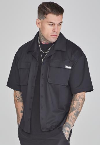 SikSilk Kurzarmhemd Flight Utility Shirt - schwarz (Grösse: M) von SikSilk