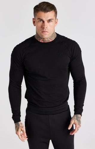 SikSilk Langarmshirts Black Panel Muscle Fit T-Shirt - schwarz (Grösse: S) von SikSilk