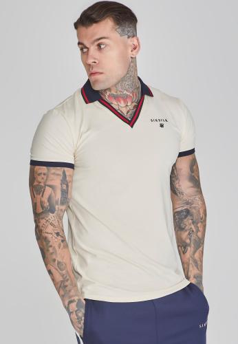 SikSilk Poloshirt Polo T-Shirt in Ecru - beige (Grösse: L) von SikSilk