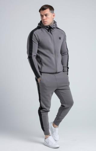 SikSilk Sets Taped Zip Thru Hoodie & Jogger Set - grau (Grösse: XL) von SikSilk