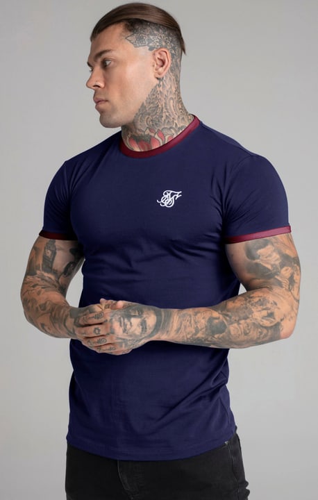 SikSilk Short Sleeve Ringer T-Shirt T-Shirt dunkelblau von SikSilk