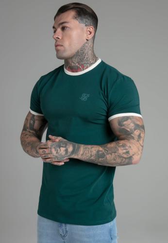 SikSilk T-Shirt Ringer T-Shirt in Green - grün (Grösse: L) von SikSilk