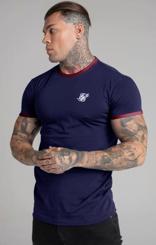 SikSilk T-Shirts Navy Short Sleeve Ringer T-Shirt - dunkelblau (Grösse: M) von SikSilk