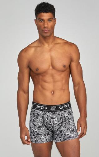 SikSilk Unterwäsche 3 Pack Paisley Boxer Shorts - schwarz (Grösse: L) von SikSilk