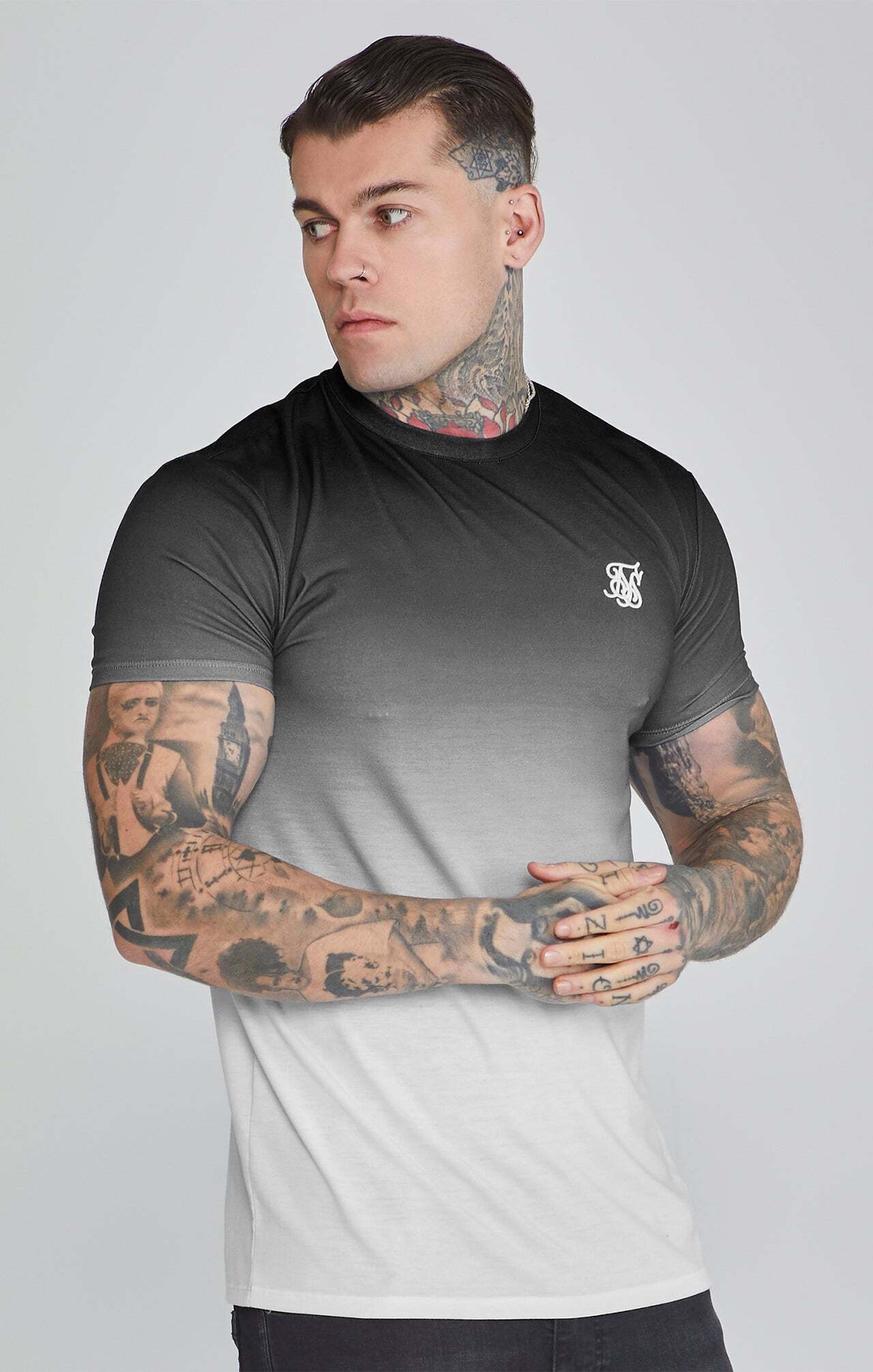 Siksilk T-Shirt »Siksilk T-Shirt Fade T-Shirt in Black, Grey« von SikSilk