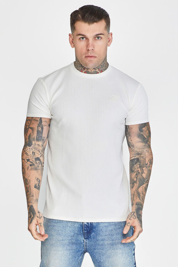 Siksilk Geripptes T-Shirt | White | Herren  | L von Siksilk