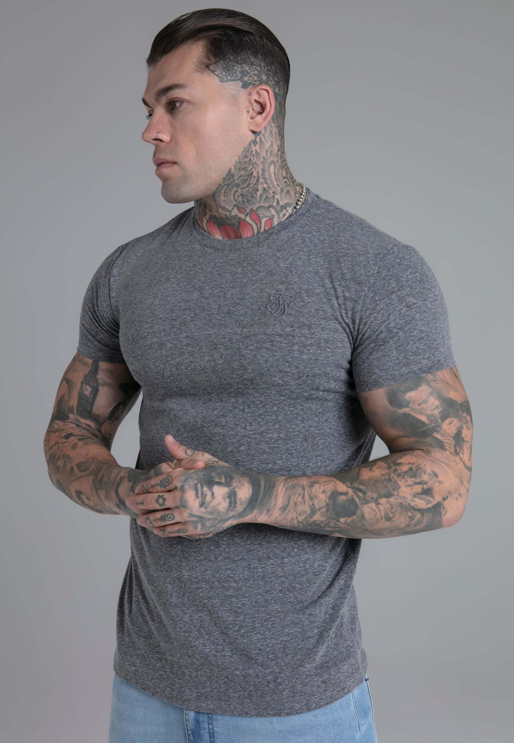 Siksilk T-Shirt »Siksilk T-Shirt Marl T-Shirt in Dark Grey« von Siksilk