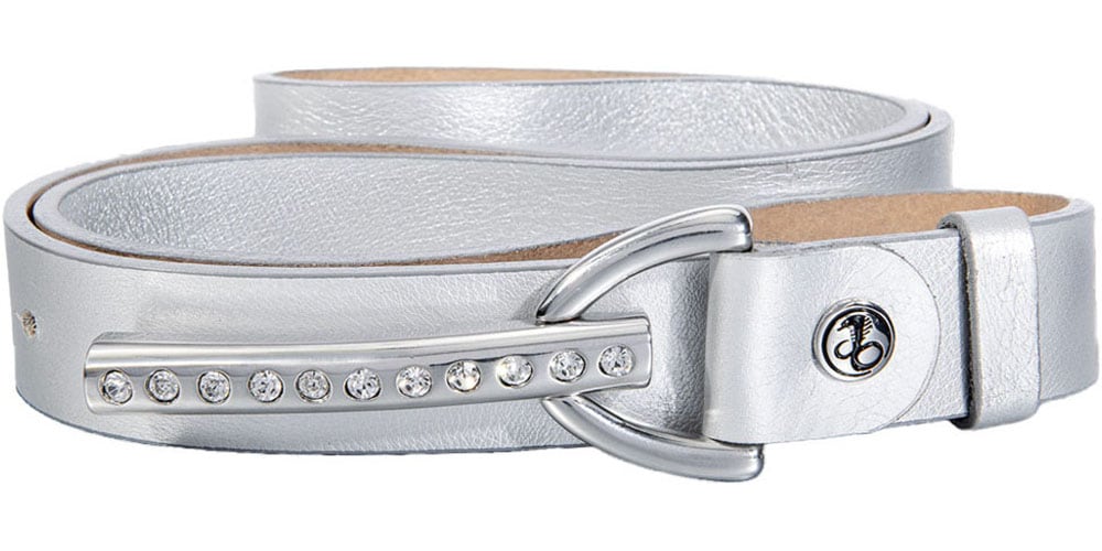 Silberfarbengift Ledergürtel, Spangenschliesse mit glitzerndem Strass Silberfarbengift Ledergürtel, Spangenschliesse mit glitzerndem Strass von Silbergift