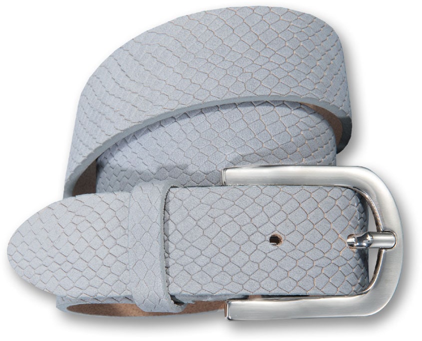 Silberfarbengift Ledergürtel, aus edlem Nubuk im Reptilien-Look Silberfarbengift Ledergürtel, aus edlem Nubuk im Reptilien-Look von Silbergift