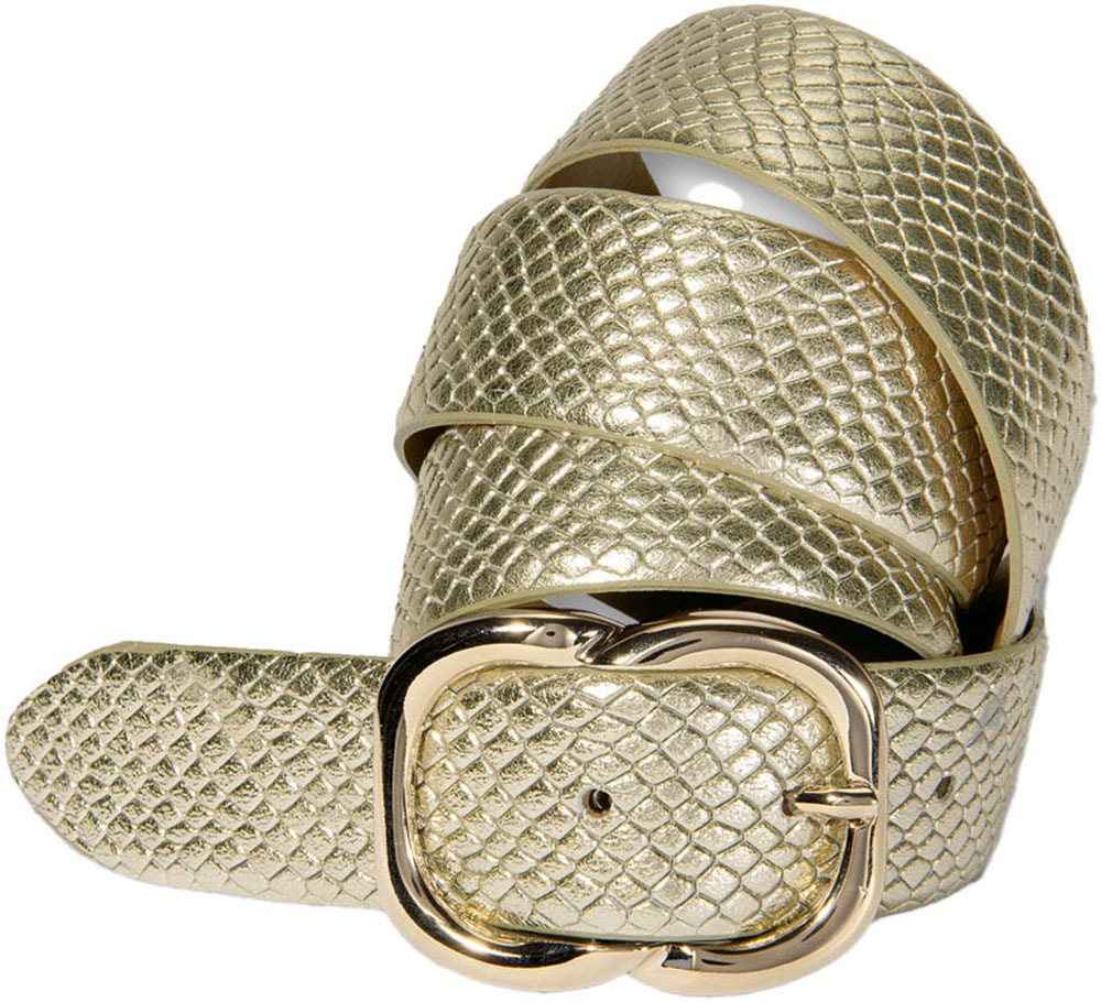 Silberfarbengift Ledergürtel, glänzende Dornschliesse in Ovalform, Metallic-Look Silberfarbengift Ledergürtel, glänzende Dornschliesse in Ovalform, Metallic-Look von Silbergift