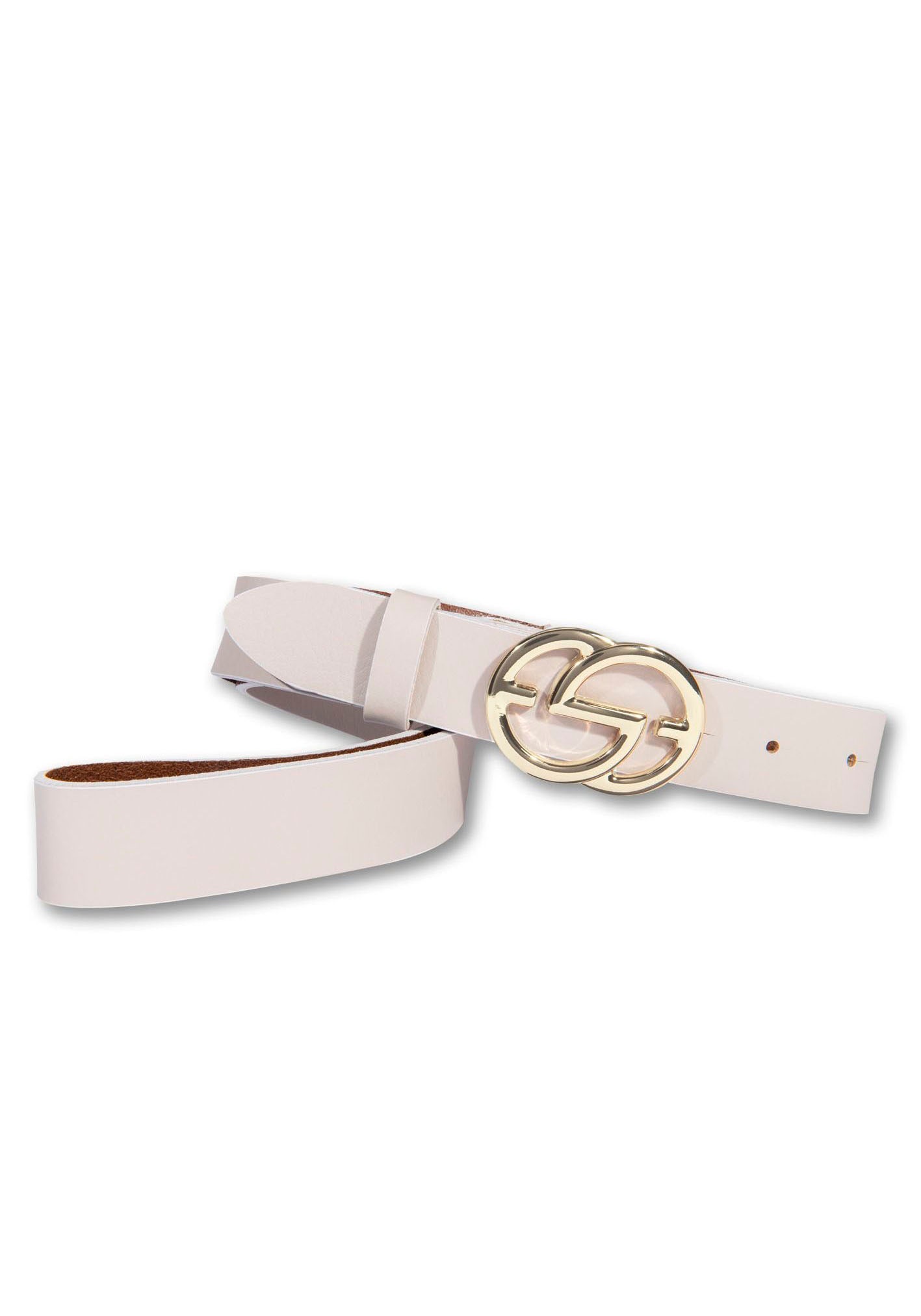 Silberfarbengift Ledergürtel, mit glänzend polierter goldfarbener grafischer Schliesse Silberfarbengift Ledergürtel, mit glänzend polierter goldfarbener grafischer Schliesse von Silbergift