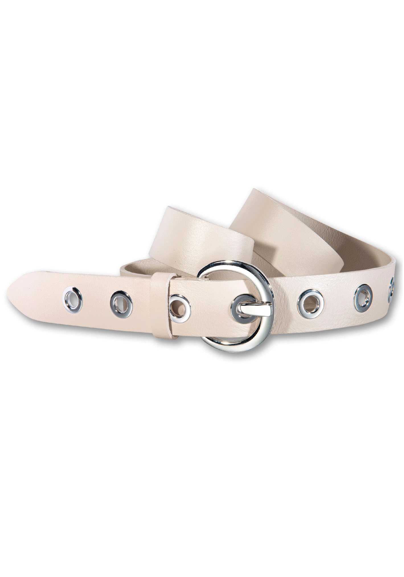 Silberfarbengift Ledergürtel, mit silberfarben glänzenden Metallösen Silberfarbengift Ledergürtel, mit silberfarben glänzenden Metallösen von Silbergift