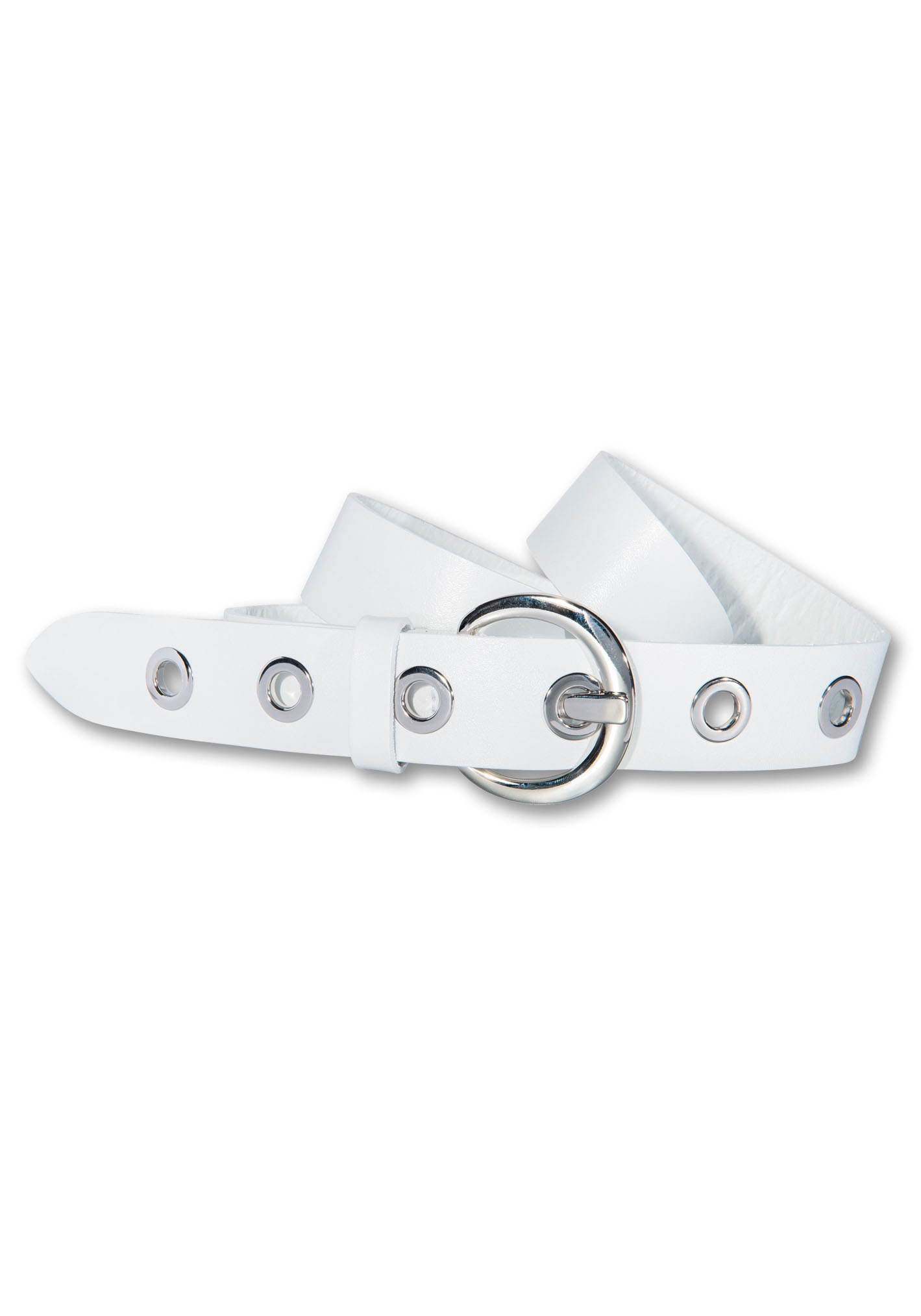 Silberfarbengift Ledergürtel, mit silberfarben glänzenden Metallösen Silberfarbengift Ledergürtel, mit silberfarben glänzenden Metallösen von Silbergift